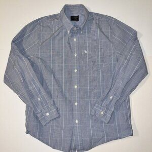 Abercrombie & Fitch Button Down Shirt Men's XL Blue White Plaid Long Sleeve